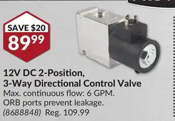 Princess Auto 12v dc 2-position, 3-way directional control valve offer