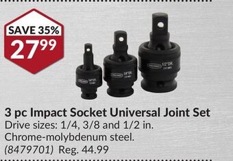 Princess Auto 3 pc impact socket universal joint set offer