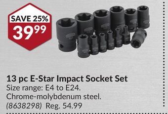 Princess Auto 13 pc e-star impact socket set offer