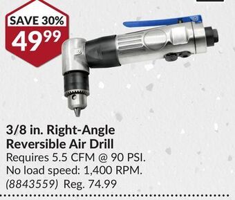Princess Auto 3/8 in. right-angle reversible air drill offer