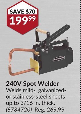 Princess Auto 240v spot welder offer