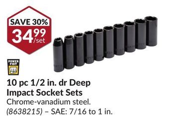 Princess Auto 10 pc 1/2 in. dr deep impact socket sets offer
