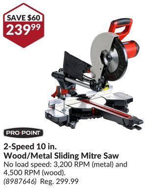 Princess Auto 2-speed 10 in. wood/metal sliding mitre saw offer