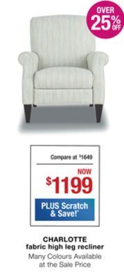 La Z Boy Charlotte fabric high leg recliner offer