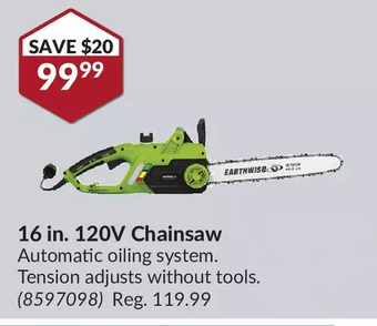 Princess Auto Earthwise 16 in. 120v chainsaw offer