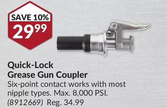 Princess Auto Quick-lock grease gun coupler offer