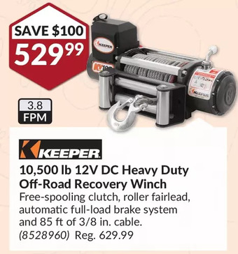 Princess Auto Keeper 10,500 lb 12v dc heavy duty off-road recovery winch offer