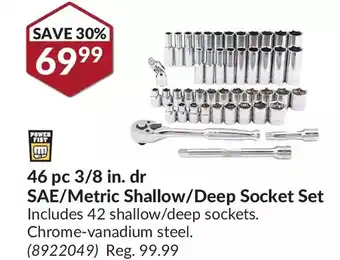 Princess Auto Power fist 46 pc 3/8 in. dr sae/metric shallow/deep socket set offer