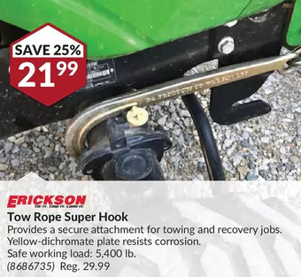 Princess Auto Erickson tow rope super hook offer