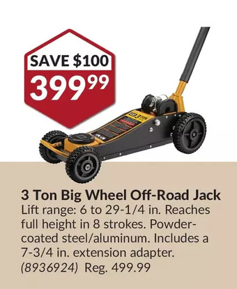 Princess Auto Cat 3 ton big wheel off-road jack offer