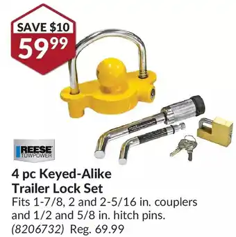 Princess Auto Reese 4 pc keyed-alike trailer lock set offer