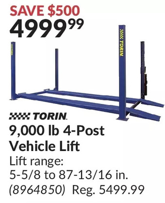 Princess Auto Torin 9,000 lb 4-post vehicle lift offer