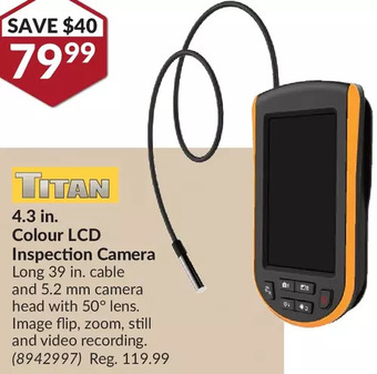 Princess Auto Titan 4.3 in. colour lcd inspection camera offer