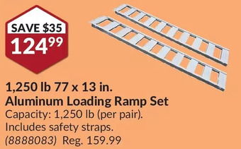 Princess Auto 1,250 lb 77 x 13 in. aluminum loading ramp set offer