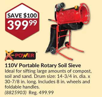 Princess Auto X-power 110v portable rotary soil sieve offer