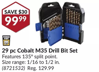 Princess Auto Power fist 29 pc cobalt m35 drill bit set offer