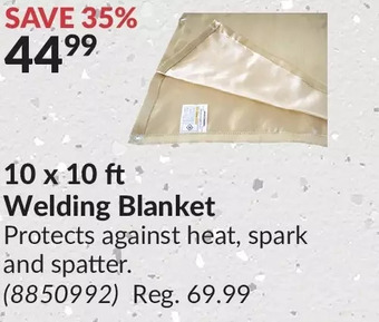 Princess Auto 10 x 10 ft welding blanket offer