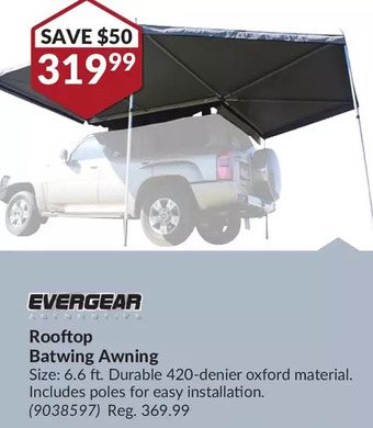 Princess Auto Evergear rooftop batwing awning offer