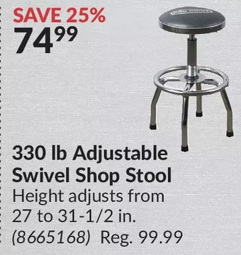 Princess Auto 330 lb adjustable swivel shop stool offer