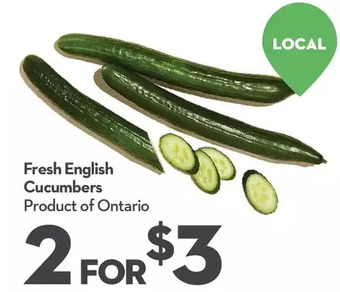 Longo's Fresh english cucumbers offer