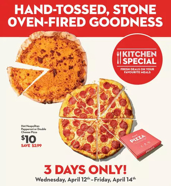 Longo's Hot neapolitan pepperoni or double cheese pizza offer