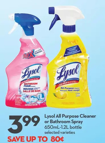 Longo's Lysol all purpose cleaner or bathroom spray offer