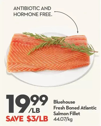 Longo's Bluehouse fresh boned atlantic salmon fillet offer