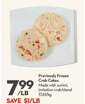 Longo's Previously frozen crab cakes offer