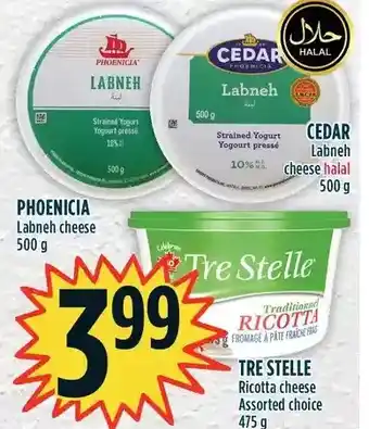 Marché Adonis Phoenicia labneh cheese | tre stelle ricotta cheese | cedar labneh cheese halal offer