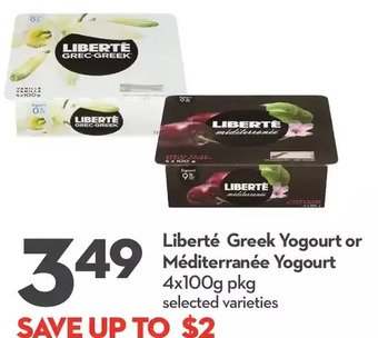 Longo's Liberte greek yogourt or mediterranee yogourt offer