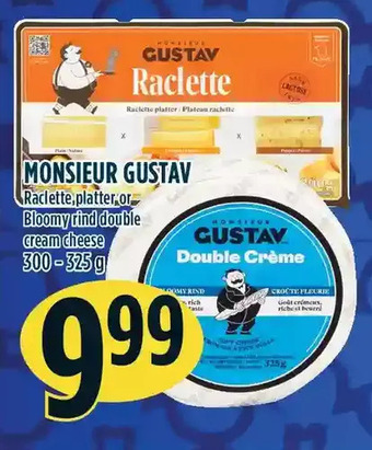 Marché Adonis Monsieur gustav raclette platter or bloomy rind double cream cheese offer