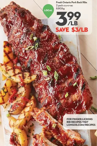 Longo's Fresh ontario pork back ribs offer
