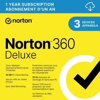 Best Buy Norton 360 deluxe (pc/mac) - 3 devices - 25gb cloud backup - 1-year subscription - digital download offer