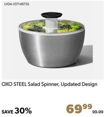 Shopper+ Oxo steel salad spinner, updated design offer
