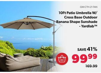 Shopper+ 10ft patio umbrella w/ cross base outdoor banana shape sunshade - yardlab offer
