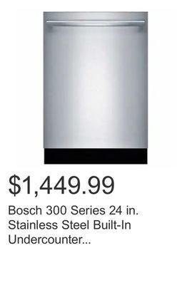 Costco Bosch 300 series 24 in. stainless steel built-in undercounter dishwasher with third rack offer