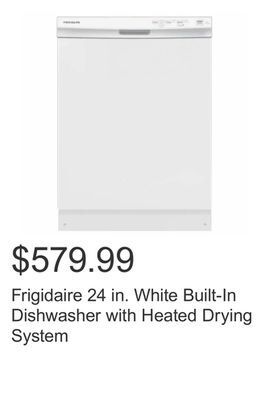 Costco Frigidaire 24 in. white built-in dishwasher with heated drying system offer
