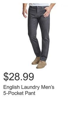 Costco English laundry men's 5-pocket pant offer