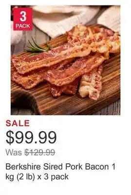 Costco Berkshire sired pork bacon 1 kg (2 lb) x 3 pack offer