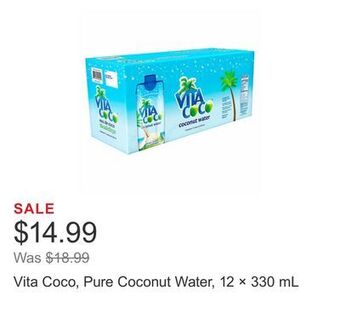 Costco Vita coco, pure coconut water, 12 × 330 ml offer
