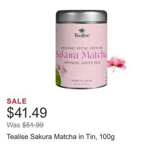 Costco Tealise sakura matcha in tin, 100g offer