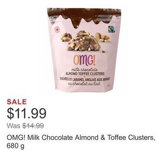 Costco Omg! milk chocolate almond & toffee clusters, 680 g offer