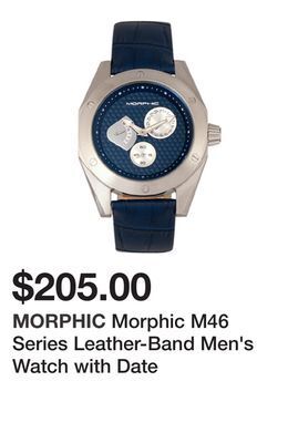 TSC Stores Morphic m46 series leather-band men's watch with date offer