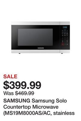 TSC Stores Samsung solo countertop microwave (ms19m8000as/ac, stainless steel) offer