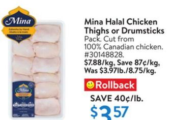 Walmart Mina halal chicken thighs or drumsticks offer