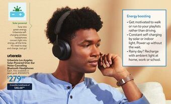 Walmart Urbanista los angeles solar-powered over-ear noise-cancelling bluetooth headphones offer
