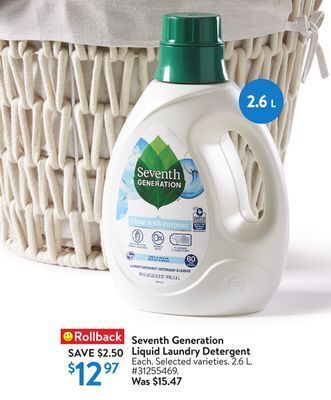 Walmart Seventh generation liquid laundry detergent offer