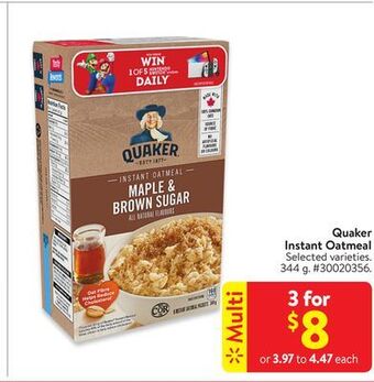 Walmart Quaker instant oatmeal offer