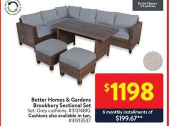 Walmart Better homes & gardens brookbury sectional set offer