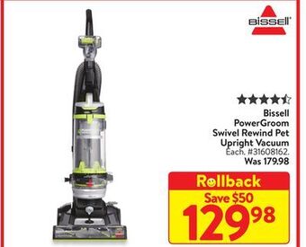 Walmart Bissell powergroom swivel rewind pet upright vacuum offer